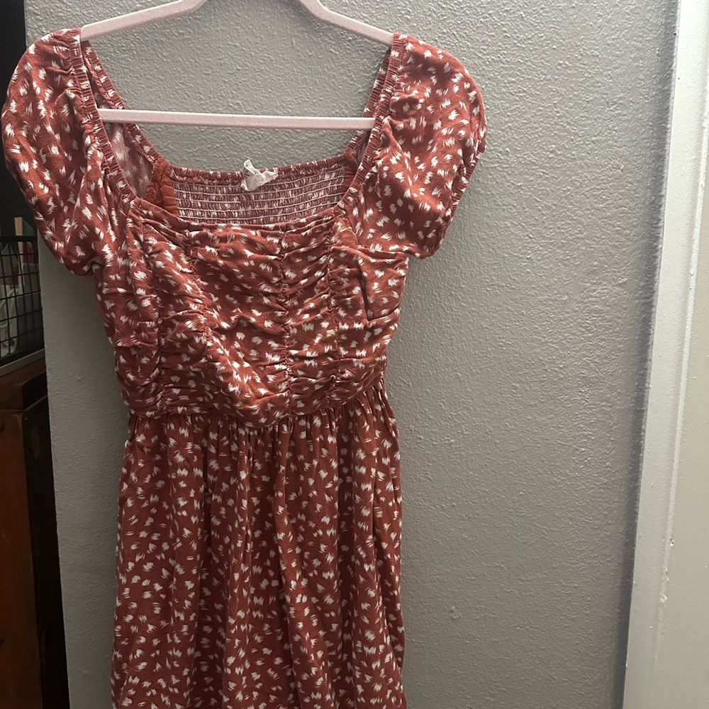Women’s Rust Floral Square-Neck Dress